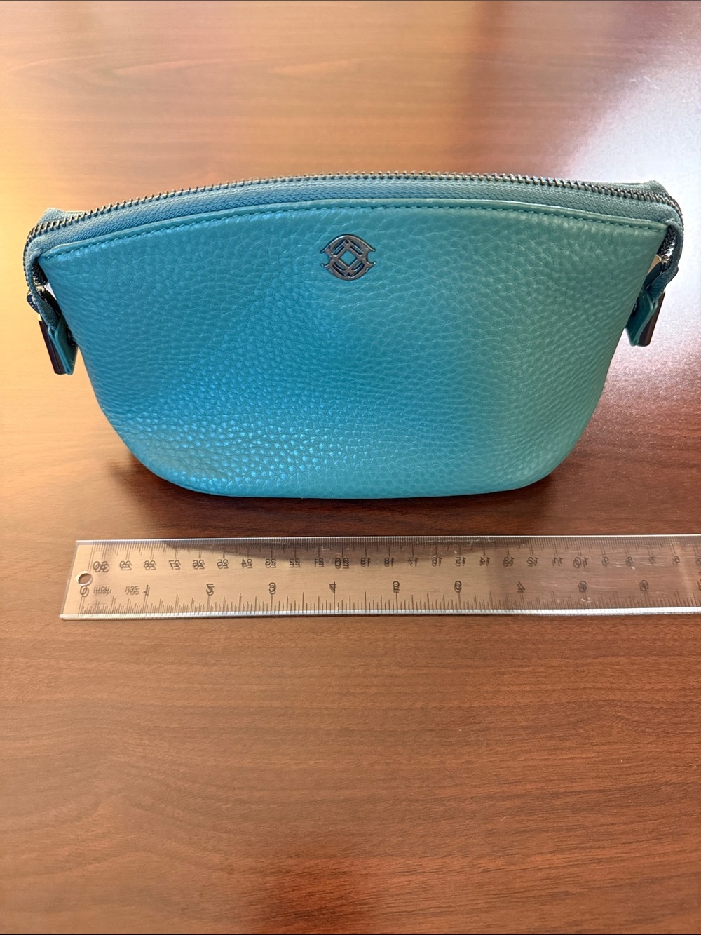 Dagne Dover Mint Green Pebbled Leather Zip Pouch
